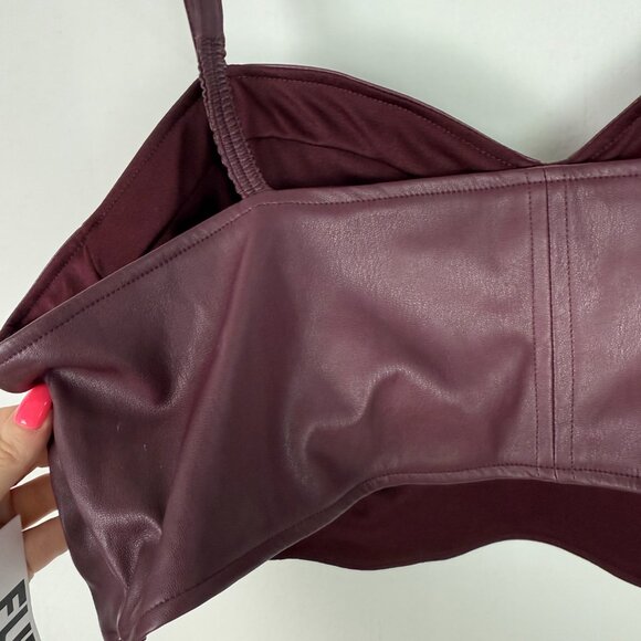 NWT Future Collective Strappy Faux Leather Tiny Top Crop Berry Plus Size 1X NEW - Picture 9 of 10